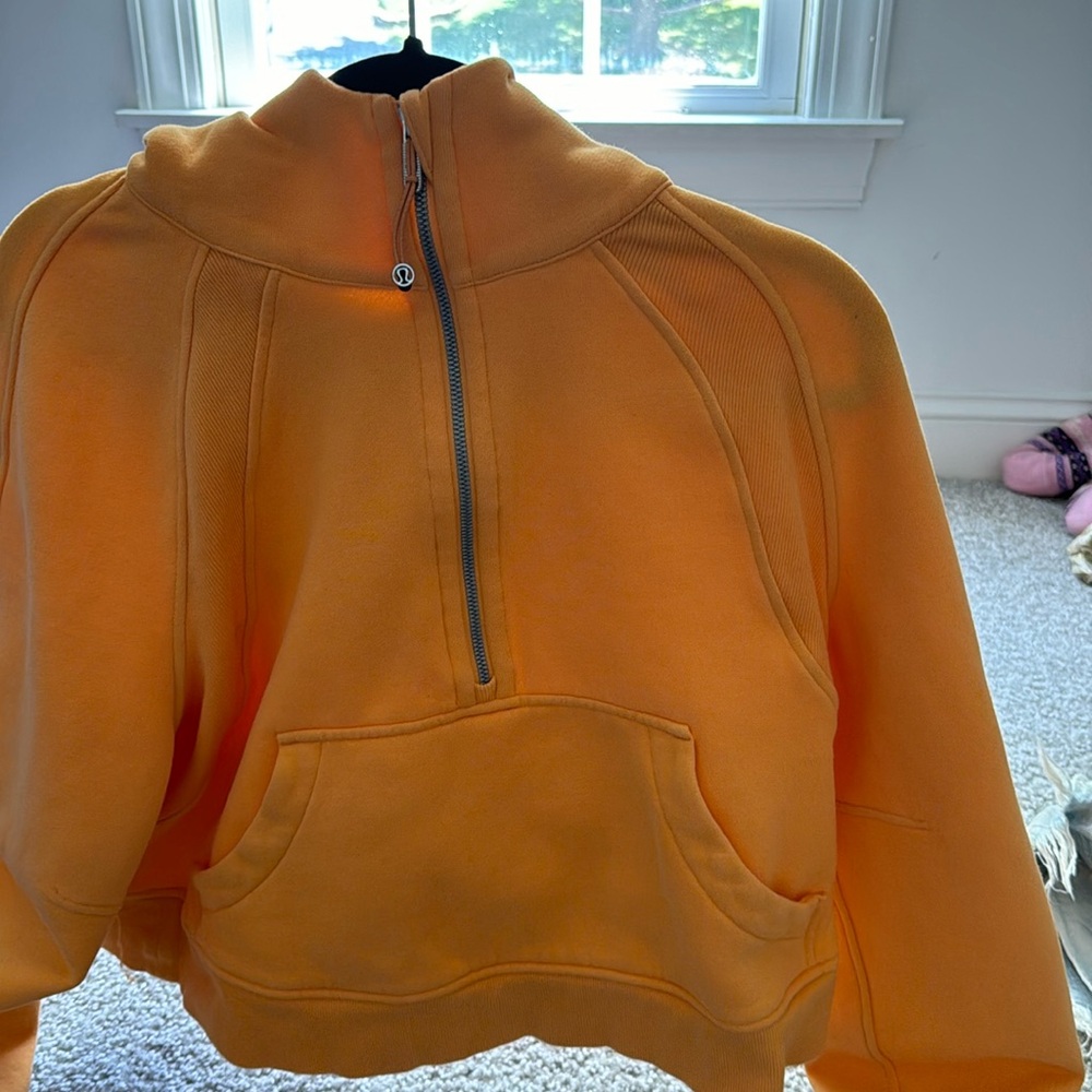LuLu Lemon Orange Sucba cropped quarter zip